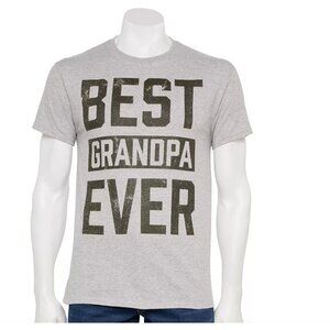 Men's Best Grandpa Ever Gray Black Tee T-shirt Size Large NWT